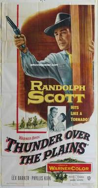 k553 THUNDER OVER THE PLAINS three-sheet movie poster '53 Randolph Scott