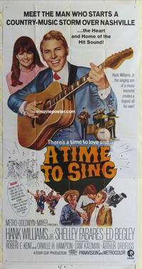 k556 TIME TO SING three-sheet movie poster '68 Hank Williams Jr., Fabares