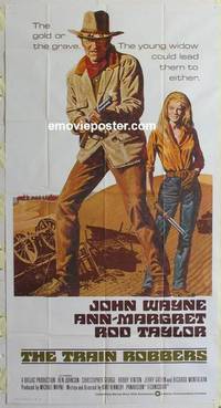 k565 TRAIN ROBBERS int'l three-sheet movie poster '73 John Wayne, Ann-Margret