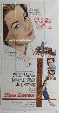 k567 TWO LOVES three-sheet movie poster '61 Shirley MacLaine, Laurence Harvey