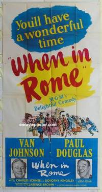 k596 WHEN IN ROME three-sheet movie poster '52 Van Johnson, Paul Douglas