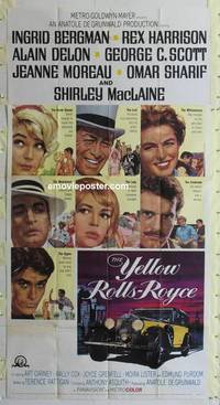 k612 YELLOW ROLLS-ROYCE three-sheet movie poster '65 Ingrid Bergman, Delon