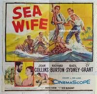 k088 SEA WIFE six-sheet movie poster '57 Joan Collins, Richard Burton