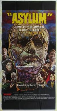 k104 ASYLUM English three-sheet movie poster '72 really cool horror artwork!