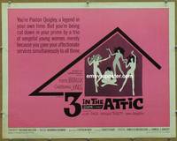 a009 3 IN THE ATTIC half-sheet movie poster '68 Yvette Mimieux, AIP sex!