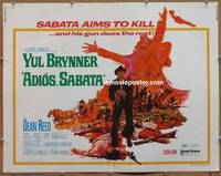 a019 ADIOS SABATA half-sheet movie poster '71 Yul Brynner, western!