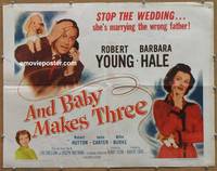 a032 AND BABY MAKES THREE half-sheet movie poster R56 Robert Young, Hale