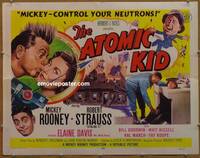 a044 ATOMIC KID half-sheet movie poster '55 Mickey Rooney, Strauss