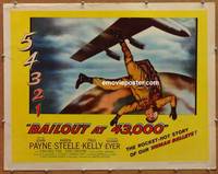 a057 BAILOUT AT 43,000 half-sheet movie poster '57 sky-diving!