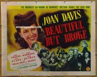 a070 BEAUTIFUL BUT BROKE half-sheet movie poster '44 Joan Davis, Frazee