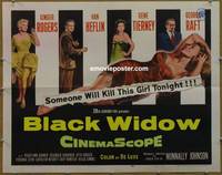 a097 BLACK WIDOW half-sheet movie poster '54 Ginger Rogers, Gene Tierney