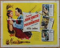 a131 CAPTAIN JOHN SMITH & POCAHONTAS half-sheet movie poster '53 Dexter
