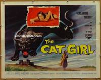 a135 CAT GIRL half-sheet movie poster '57 Barbara Shelley, AIP horror!