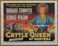 a139 CATTLE QUEEN OF MONTANA style A half-sheet movie poster '54 Stanwyck