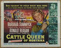 a140 CATTLE QUEEN OF MONTANA style B half-sheet movie poster '54 Stanwyck