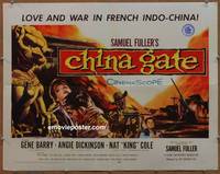 a147 CHINA GATE half-sheet movie poster '57 Sam Fuller, Angie Dickinson