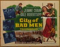 a153 CITY OF BAD MEN half-sheet movie poster '53 Jeanne Crain, Robertson
