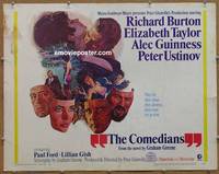 a164 COMEDIANS half-sheet movie poster '67 Richard Burton, Liz Taylor