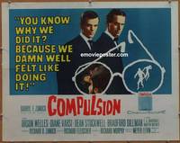 a166 COMPULSION half-sheet movie poster '59 Orson Welles, Richard Fleischer