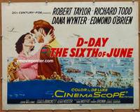 a202 D-DAY THE 6th OF JUNE half-sheet movie poster '56 Robert Taylor, WWII
