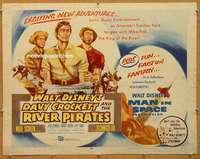 a194 DAVY CROCKETT & THE RIVER PIRATES half-sheet movie poster '56 Parker