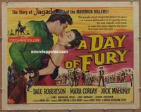 a198 DAY OF FURY half-sheet movie poster '56 Robertson, Mara Corday