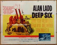 a204 DEEP SIX half-sheet movie poster '58 Alan Ladd, William Bendix, WWII