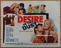 a207 DESIRE IN THE DUST half-sheet movie poster '60 Raymond Burr, Hyer