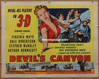 a211 DEVIL'S CANYON half-sheet movie poster '53 3D, Virginia Mayo