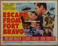 a236 ESCAPE FROM FORT BRAVO half-sheet movie poster '53 William Holden