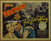 a253 FIT FOR A KING style B half-sheet movie poster '37 Joe E. Brown, Mack