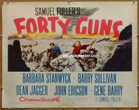 a264 FORTY GUNS half-sheet movie poster '57 Sam Fuller, Barbara Stanwyck