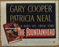 a265 FOUNTAINHEAD half-sheet movie poster '49 Cooper, Ayn Rand classic!