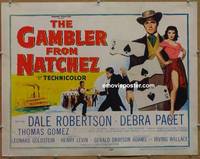 a286 GAMBLER FROM NATCHEZ half-sheet movie poster '54 Dale Robertson