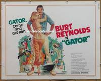 a289 GATOR half-sheet movie poster '76 Burt Reynolds, Lauren Hutton