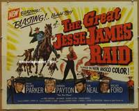 a317 GREAT JESSE JAMES RAID #1 half-sheet movie poster '53 Willard Parker