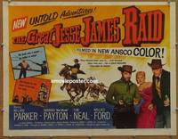 a318 GREAT JESSE JAMES RAID #2 half-sheet movie poster '53 Willard Parker