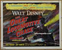 a319 GREAT LOCOMOTIVE CHASE half-sheet movie poster '56 Walt Disney