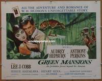 a325 GREEN MANSIONS style B half-sheet movie poster '59 Audrey Hepburn
