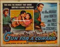 a329 GUN FOR A COWARD half-sheet movie poster '56 Fred MacMurray, Hunter