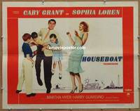a381 HOUSEBOAT style A half-sheet movie poster '58 Cary Grant, Sophia Loren