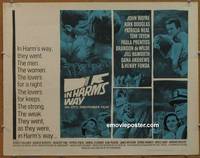 a396 IN HARM'S WAY half-sheet movie poster '65 John Wayne, Saul Bass