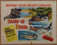 a401 ISLAND OF DESIRE half-sheet movie poster '52 Linda Darnell, Hunter