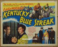a432 KENTUCKY BLUE STREAK half-sheet movie poster '35 horse racing!