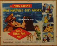 a443 KISS THEM FOR ME half-sheet movie poster '57 Cary Grant, Suzy Parker