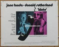 a444 KLUTE half-sheet movie poster '71 Jane Fonda, Donald Sutherland