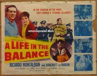a474 LIFE IN THE BALANCE half-sheet movie poster '55 Montalban
