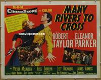 a510 MANY RIVERS TO CROSS half-sheet movie poster '55 Robert Taylor