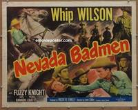 a554 NEVADA BADMEN half-sheet movie poster '51 Whip Wilson, Fuzzy Knight