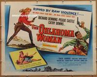 a569 OKLAHOMA WOMAN half-sheet movie poster '56 AIP western bad girl!
